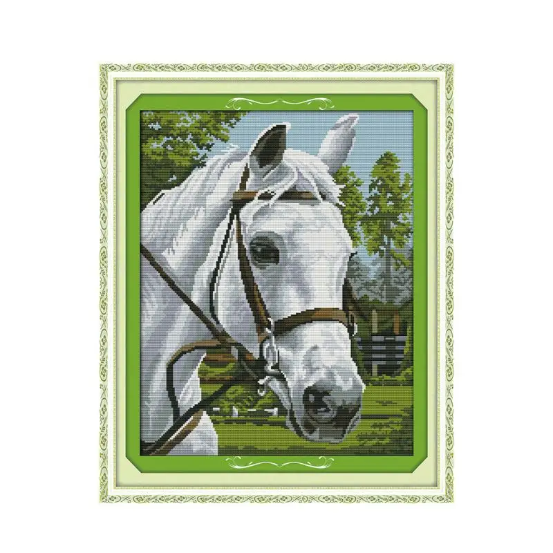 Белият кон, определени за кръстат бод карикатура 14ct 11ct печат на платно за бродиране САМ бродирани ръчно изработени