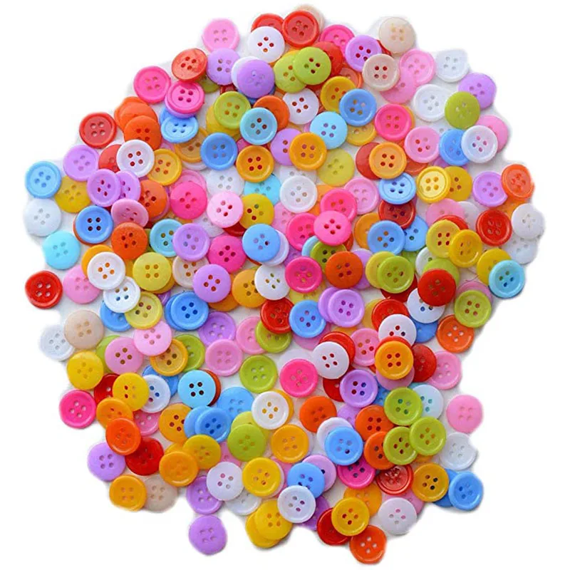 100 бр. различни конфетных цветя, малки кръгли копчета с 4 дупки, пластмаса, размер 9 мм, аксесоари за Лэмпворк за шиене на дрехи, занаяти за scrapbooking