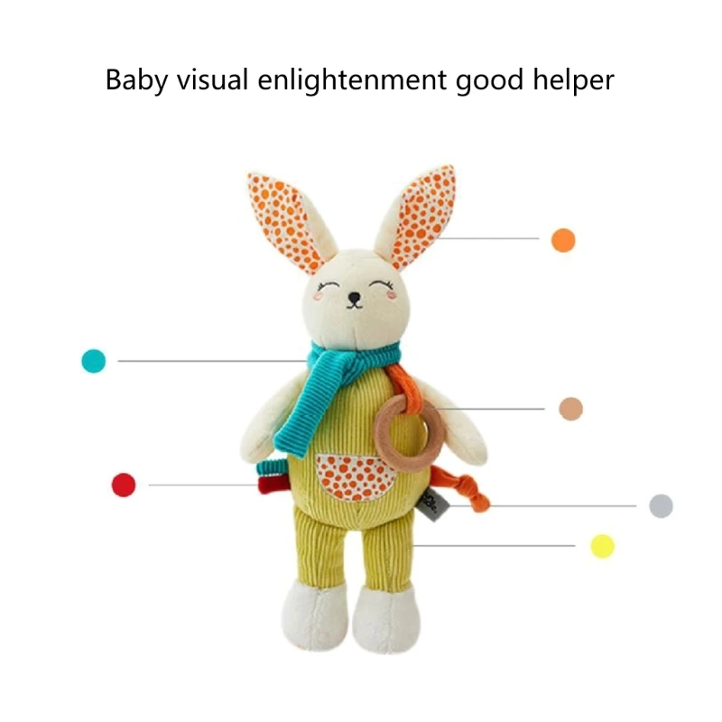 30 см Сладък cartoony плюшено зайче с дървени прорезывателем за деца, успокояваща спящата кукла, имитирующая меко животно, играчка за деца
