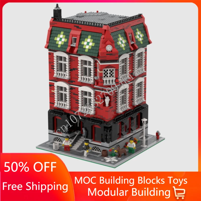 3186 бр. Индивидуални модулни сгради MOC Модел с изглед към улицата Хамбург Строителни блокове тухли детски играчки за рожден ден, Коледни подаръци