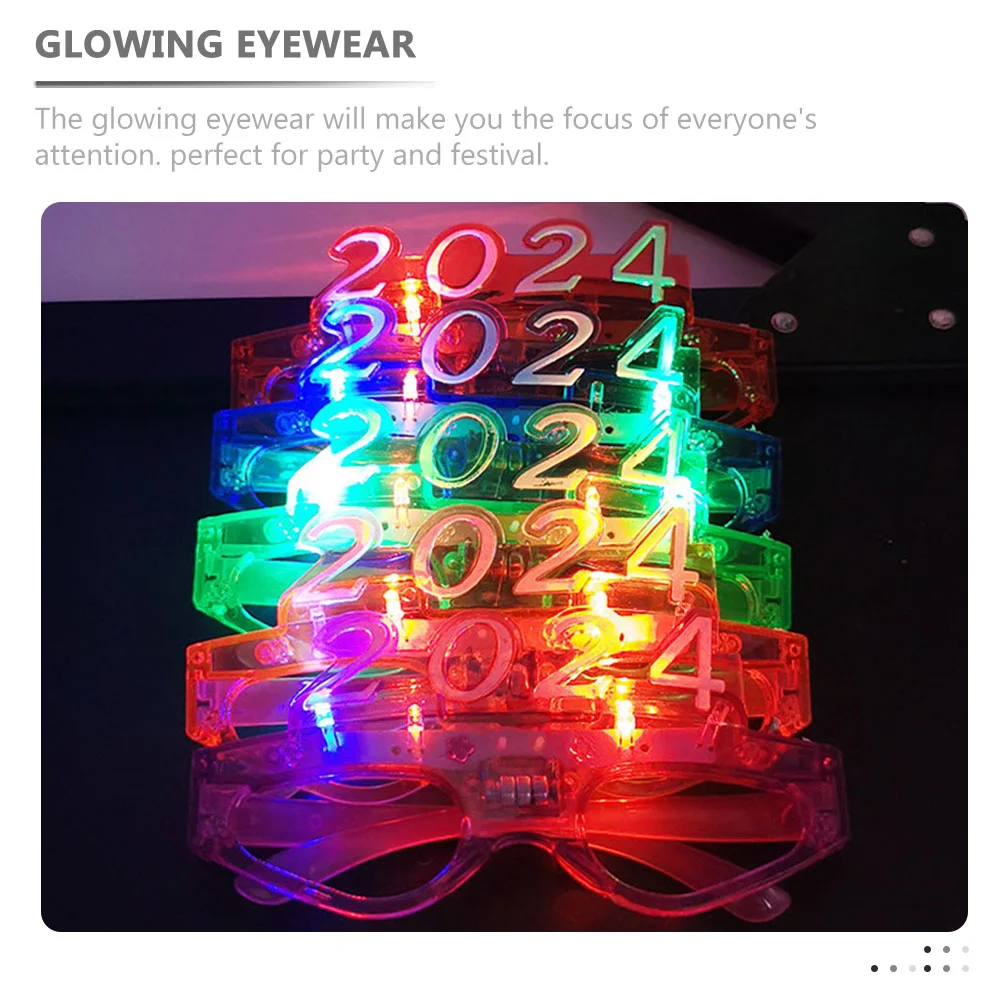 4 Двойки 2024 светещи точки, подпори за изказвания, флаш играчка, Вечерни аксесоари, led слънчеви очила, Коледни подаръци, Очила