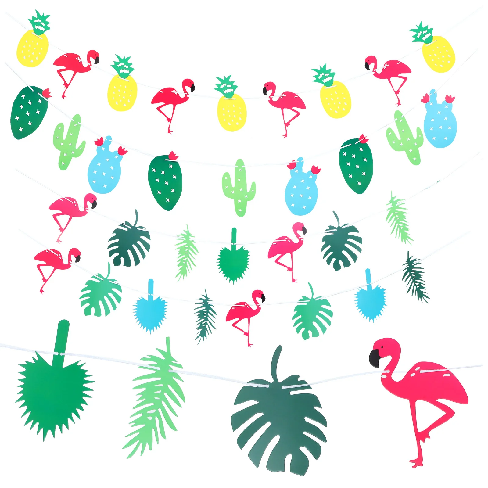 4 Направления мастило подвесного банер с участието на хавайски парти, Уникален банер с шарени фламинго и плодове