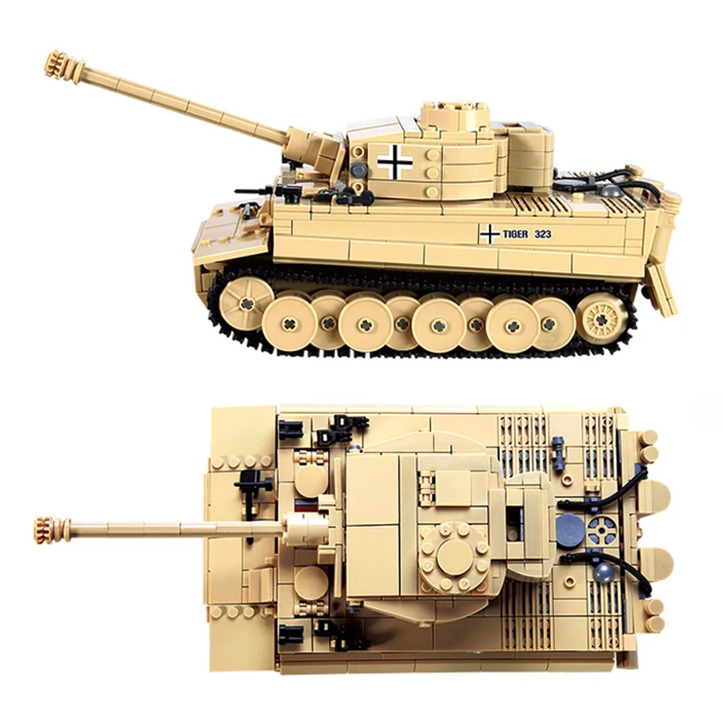 995 бр. Тежък танк WW2 Тигър Строителни блокове, Определени военни тухли, Оръжия, креативна модел, детски играчки за деца, подаръци за момчета
