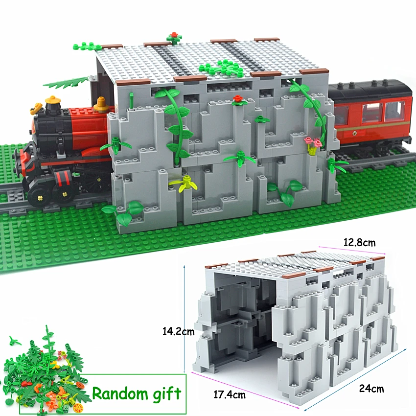 MOC Part Rock Panel 6082 Строителни блокове, тунел за влак, Планинска Пещера, Рокарий, Растение, Град, Класически Аксесоари, Тухли, Креативни играчки
