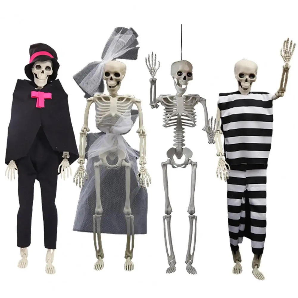 Бижу във формата на скелет за Хелоуин, Подходящ декор под формата на скелет за къщи с призраци, улични гробища, комплект от 2 реквизити на Хелоуин за помещения