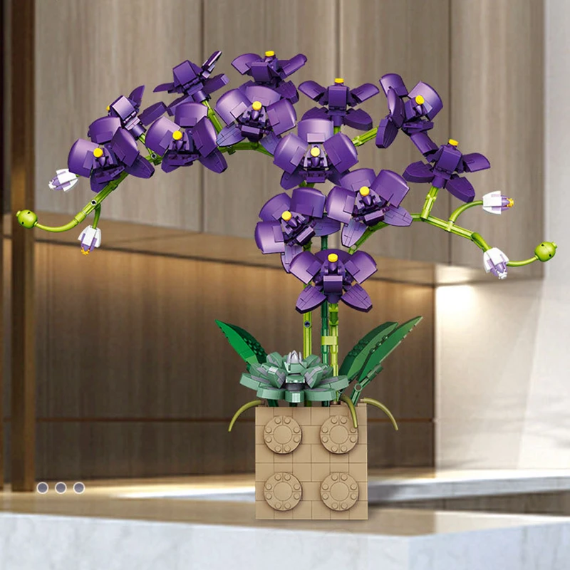 Градивен елемент, серия от цветове на Орхидея, бонсай, играчка за момичета, Цветя, Цветя Договореност за възрастни, детски Играчки за Подаръци
