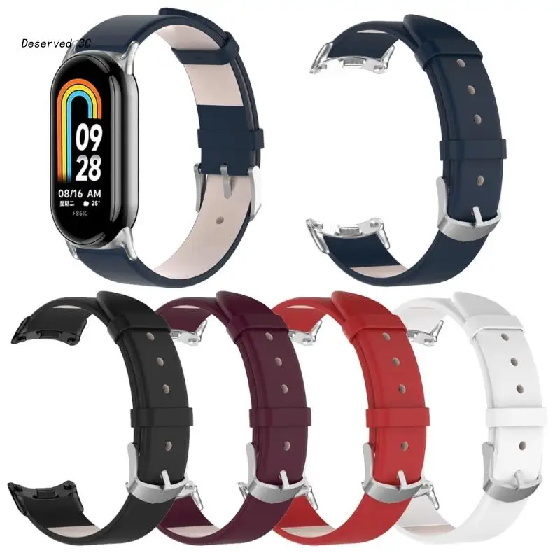 Меки Въжета гривна за Xiaomi Mi Band 8 Кожена каишка за часовник Регулируеми Маншет