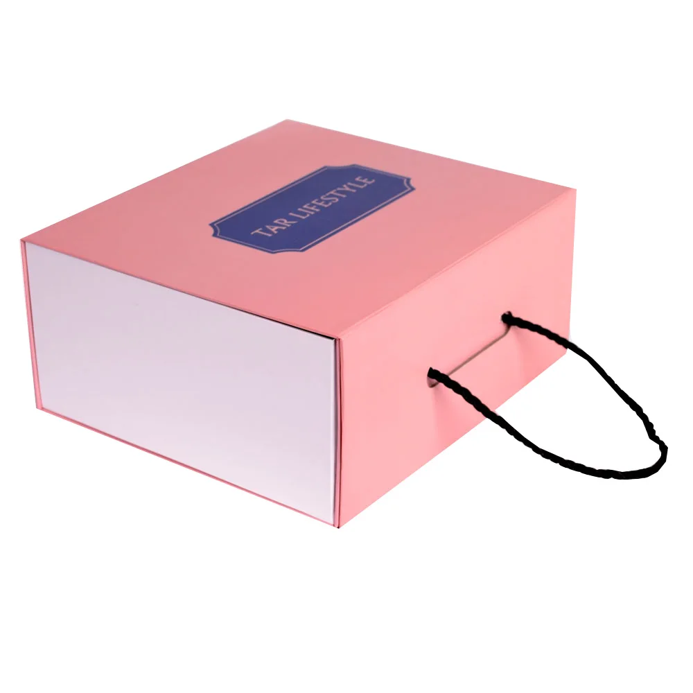 Необичаен дизайн 500 бр. картонени Кутии подарък с Дръжка за Поръчка на Луксозни едро сгъваеми Кутии За Доставка на Дрехи
