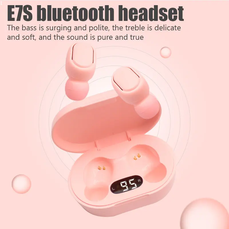 Оригиналната безжична Bluetooth слушалка E7S с микрофон и led дисплей Слушалки за iPhone Xiaomi TWS Слушалки Bluetooth слушалки