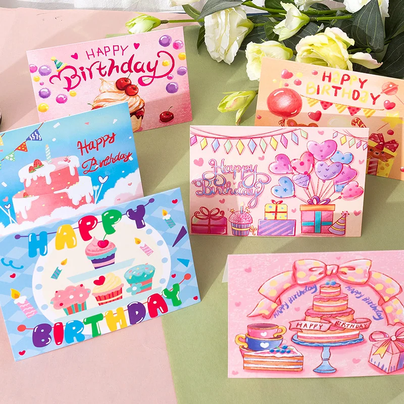 Поздравителна картичка честит рожден Ден за деца, мультяшные поздравителни картички с ръчно рисувани Картички, Подаръци, Сгъваеми картички, Покани, Писмо, Поздравителни картички