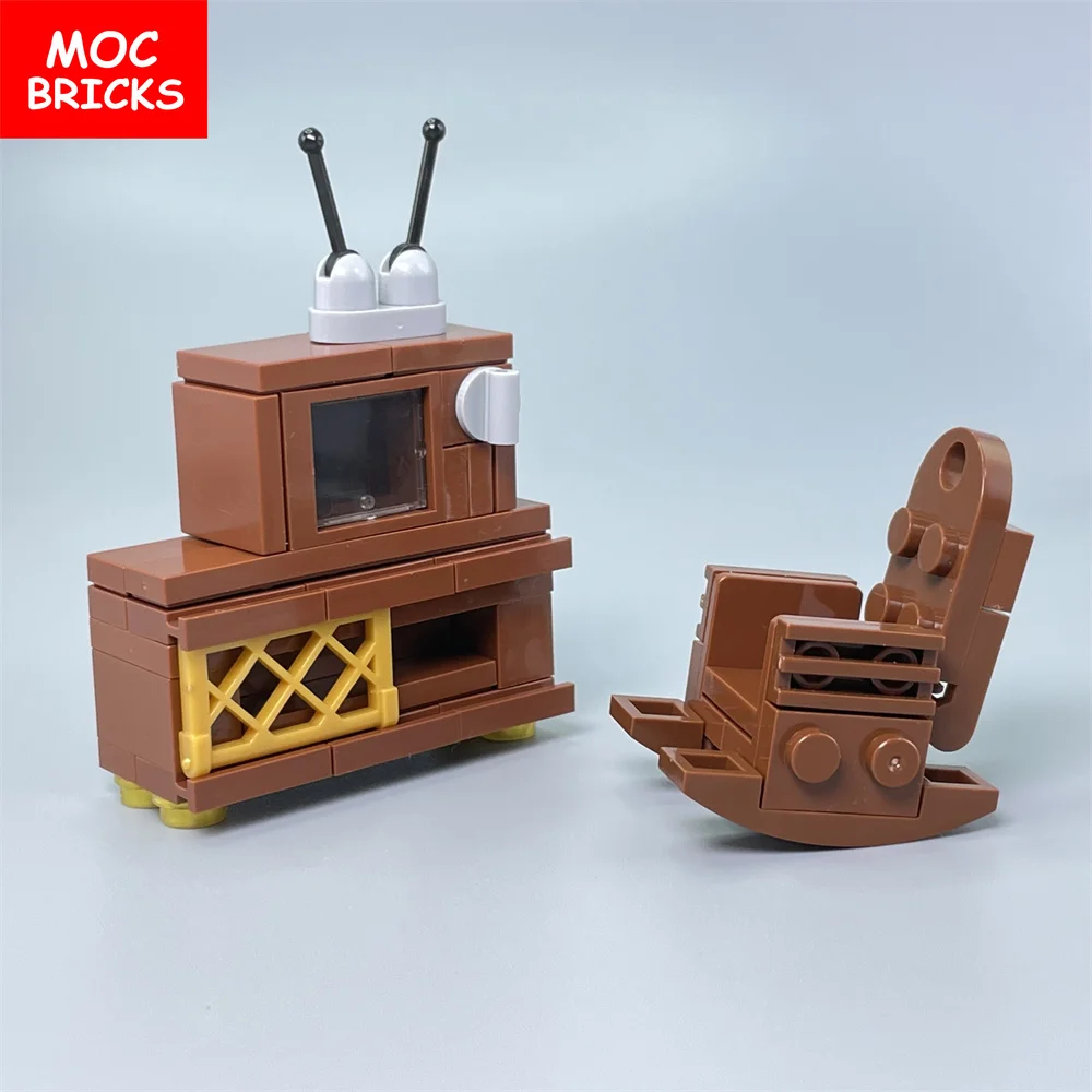 Продава се комплект MOC Bricks Classic Room 12x12, телевизор с антенными аксесоари, Обучение Събрана детайл, Строителни блокчета, Играчки за деца