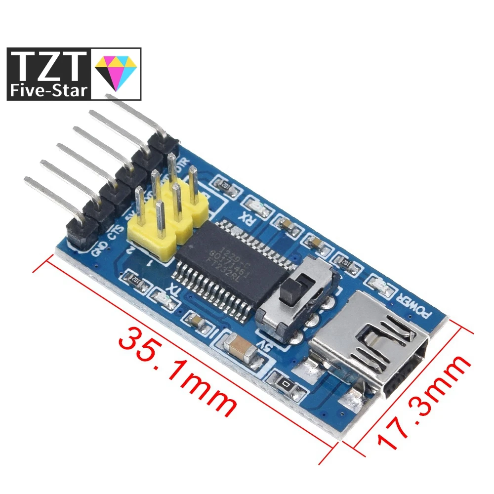 1 бр. Базова Разделителната такса за arduino FTDI FT232RL USB-TTL Сериен IC-адаптер Конвертор, Модул за arduino 3,3 5 В Ключа FT232