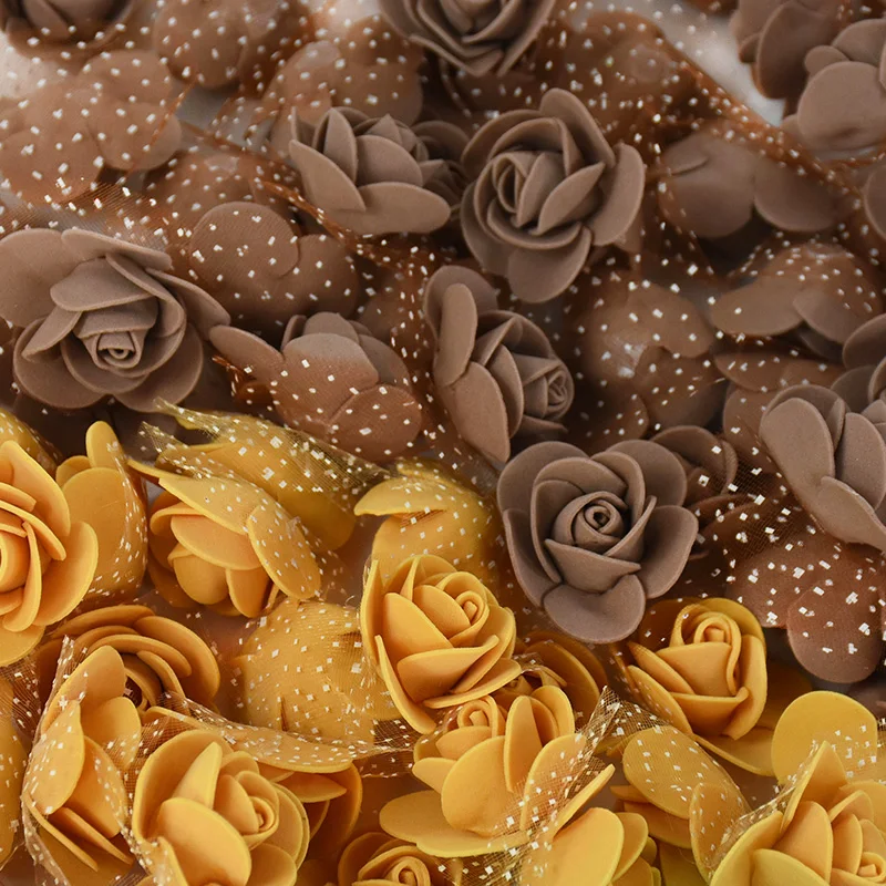 100/200 бр Мини-пенополиуретановые дантелени рози на главата, изкуствени цветя за сватбена декорация на дома, scrapbooking, венец 