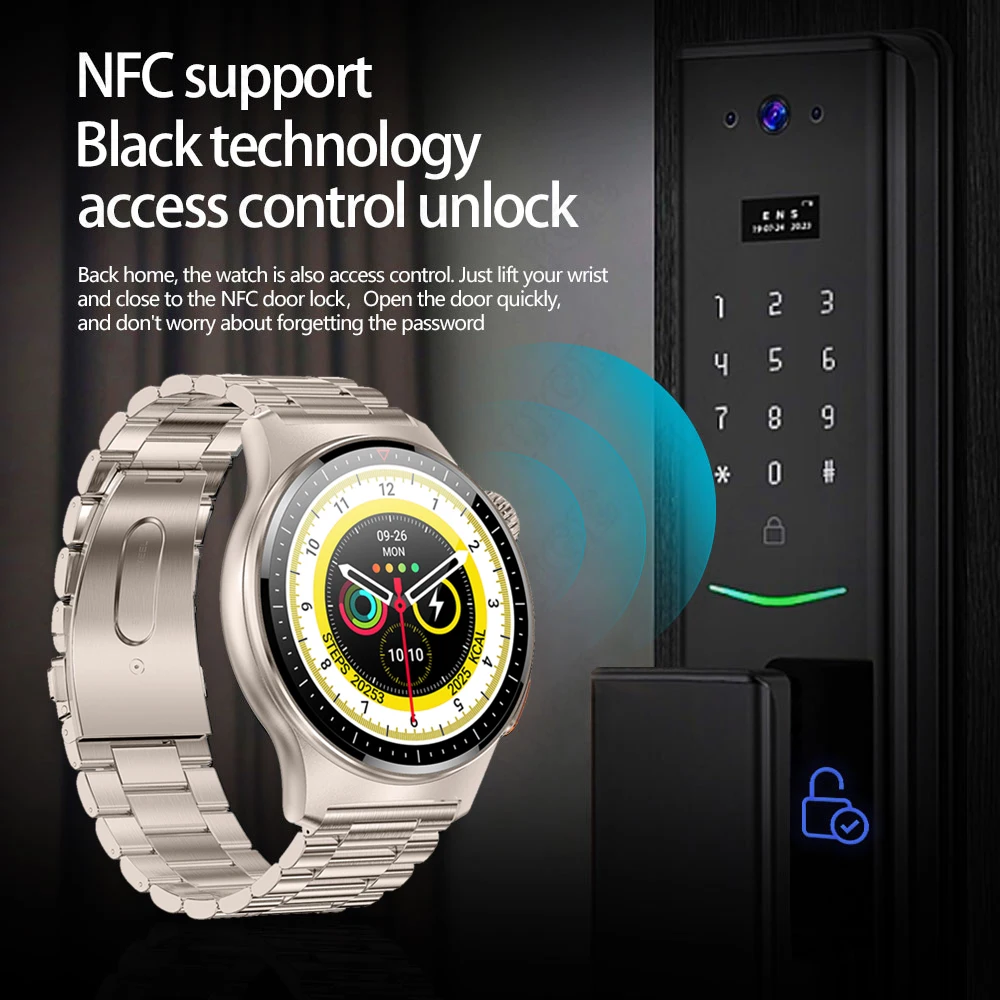 2023 GPS Проследяване на ЕКГ ТОЧКИ Смарт часовници NFC Гласов асистент наблюдава натиск фитнес тракер Часовници мъжки Дамски умни часовници за мъже