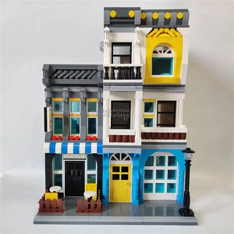 Ql0934 1278 бр. Архитектура с изглед към улицата Лятна кафе-сладкарница Къща кафене 3 кукли строителни блокове играчка тухла