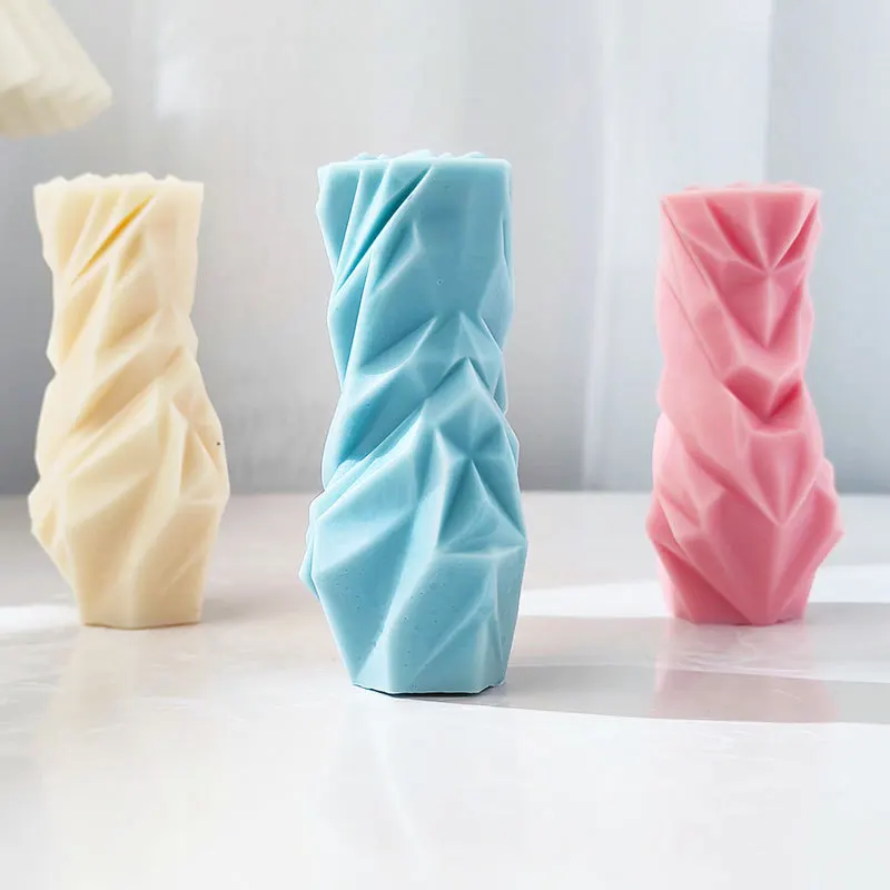 Абстрактна Диамантена колона Свещ Силиконова Форма на 3D Резба Колона Инструмент за направата на свещи направи си Сам Ръчно изработени Сапуни смола Гипсова форма
