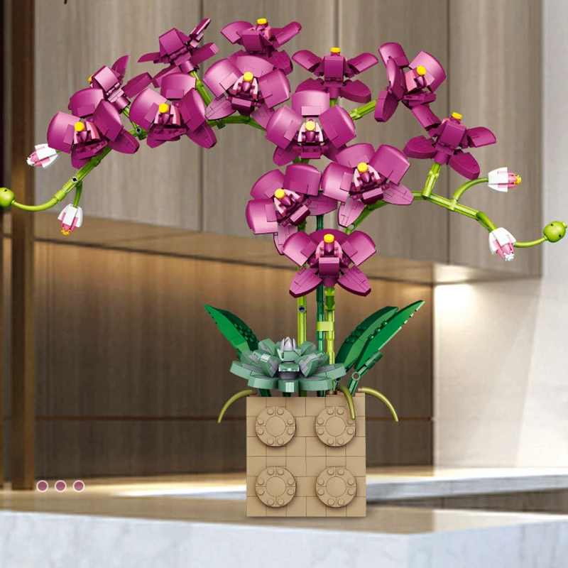 Градивен елемент, серия от цветове на Орхидея, бонсай, играчка за момичета, Цветя, Цветя Договореност за възрастни, детски Играчки за Подаръци