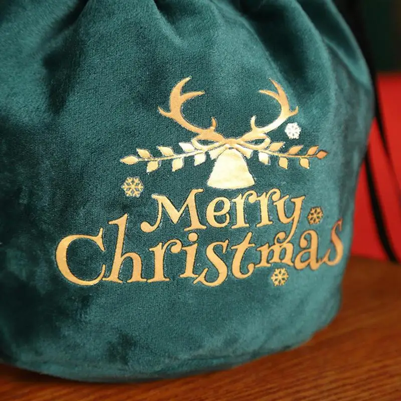Кадифени торбички за подарък опаковки, с Кадифени торбички за празнични подаръци, украса за парти с оленьими рога, Многократно чанта с елени, опаковъчна хартия за