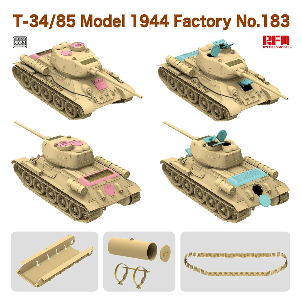 [Модел Ryefield] RFM RM-5083/2042/2043 1:35 T-34/85 Модел от 1944 г. Фабрично № 183