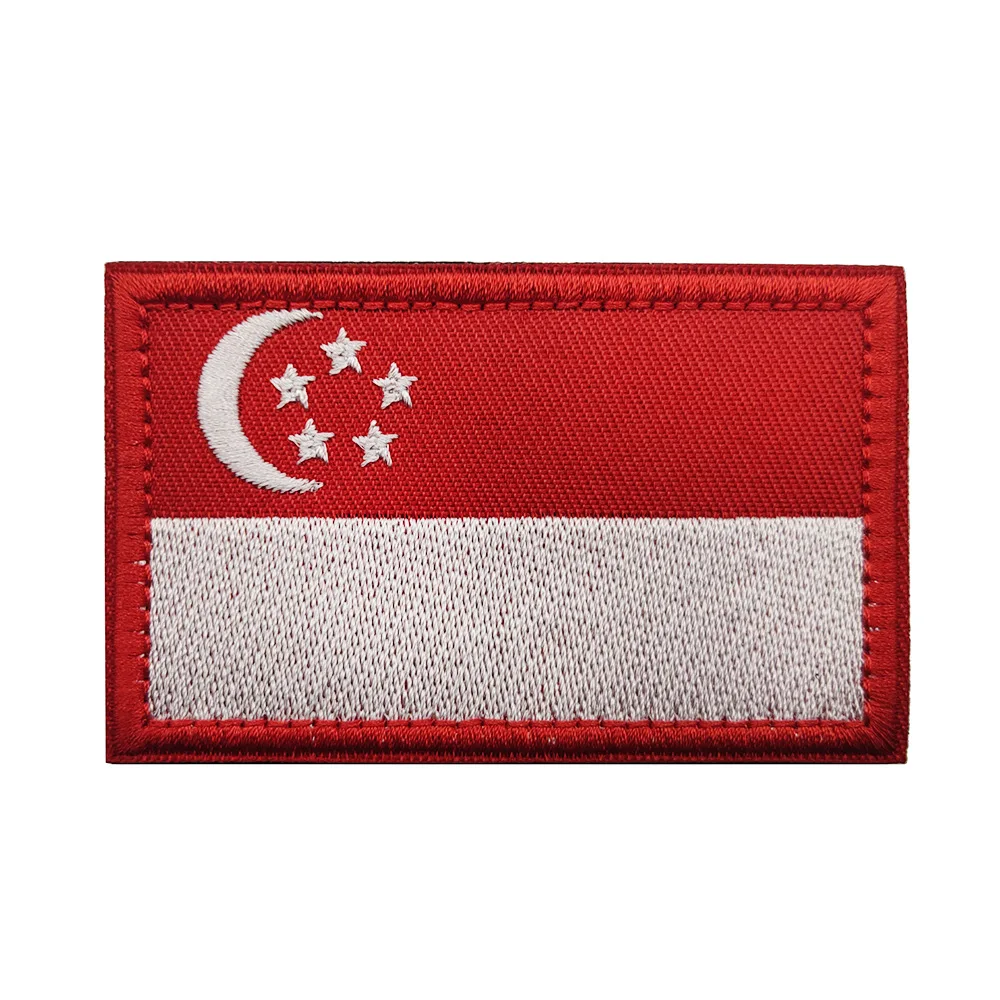 Нашивка с флага на Сингапур, вырезанная лазер, Светоотражающая превръзка на ръката и с една кука и линия, Тактическа раница, жилетка, Значка на духа, бродирани ленти за дрехи