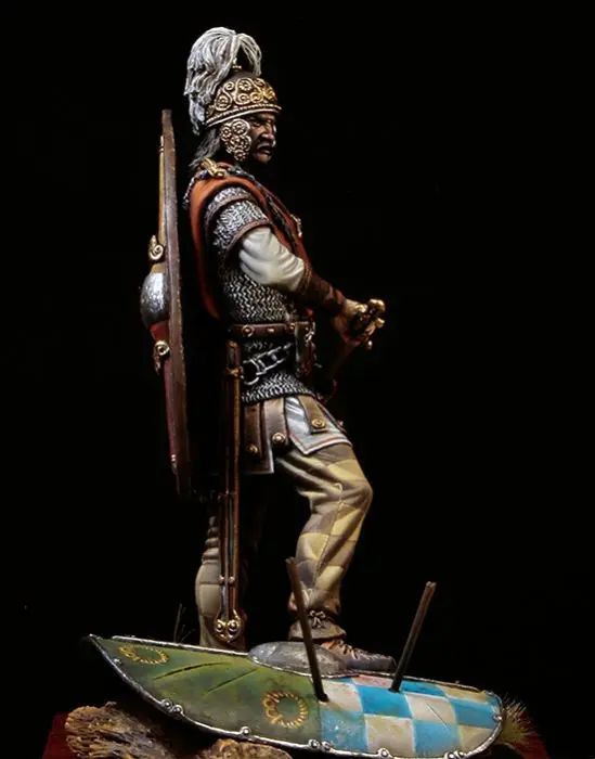 Неокрашенный комплект 1/24 75 мм древен човек Войн с щит, 75 мм фигурка от смола миниатюрен гаражно комплект