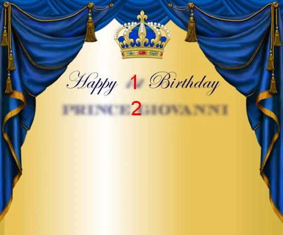 Обичай царски син златна принц теми, короната на краля на 1-ва фон от полиэстеровой или винил плат с компютърна печат на рожден ден