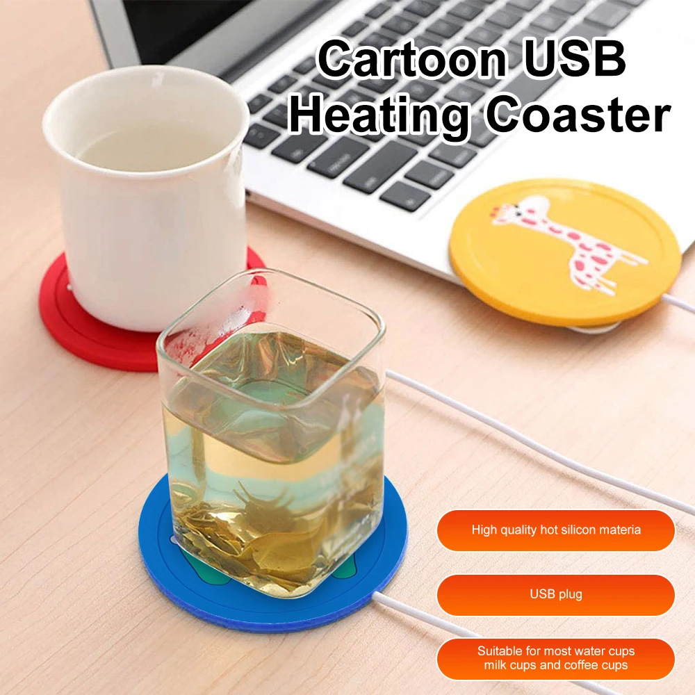 Преносима USB Самозалепваща силиконова поставка Карикатура Силиконова Поставка за подгряване на Чай с мляко, устойчива на плъзгане тампон, силикон подложка за хранене, Подарък