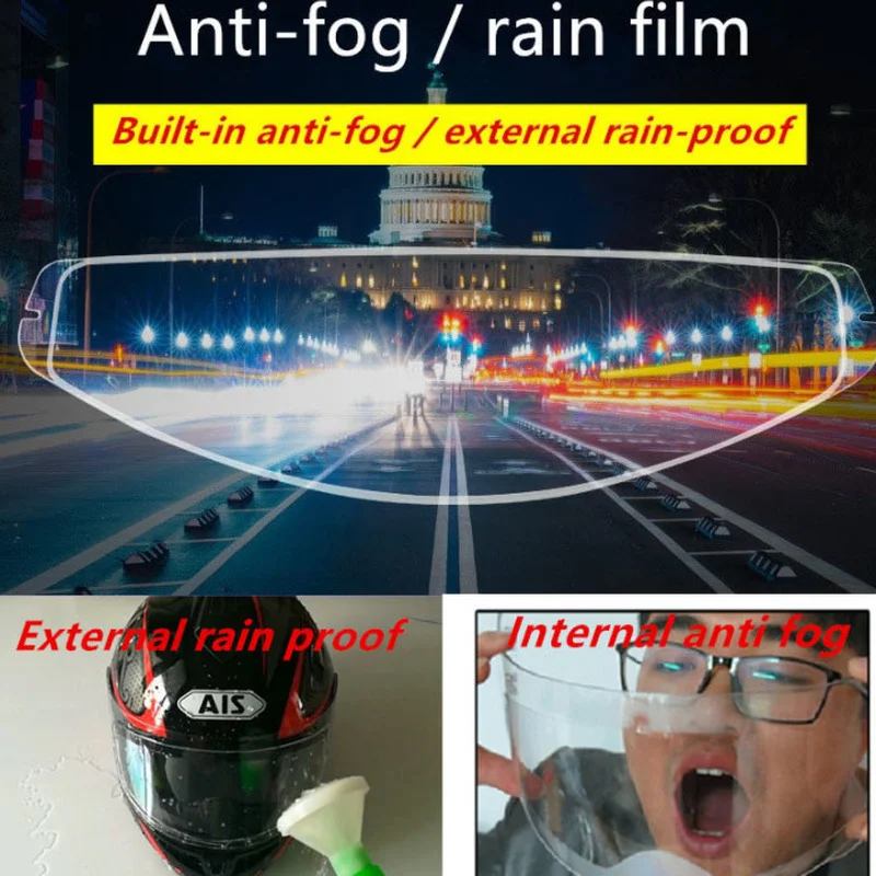 Универсален мотоциклет шлем с противотуманной фолио и фолио от дъжд, Трайно нанопокрытие, стикер на филма, Аксесоари за каска