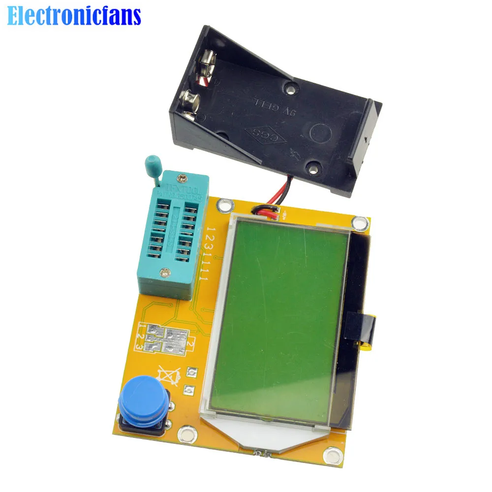 Дигитален Тестер за транзистори LCR-T4 Mega328, Измерител на капацитет Диод, Триода, MOS/PNP/NPN, LCD Тестер + Акрил калъф + Калъф за Батерията