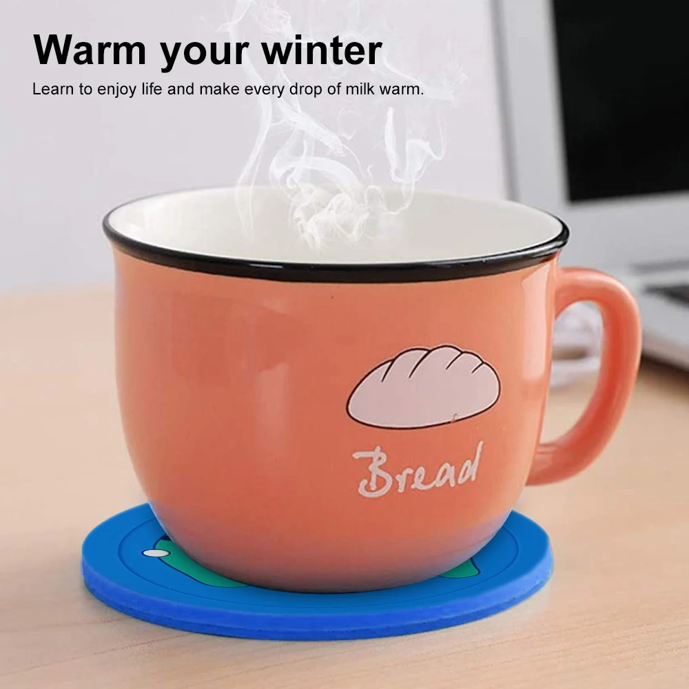 Преносима USB Самозалепваща силиконова поставка Карикатура Силиконова Поставка за подгряване на Чай с мляко, устойчива на плъзгане тампон, силикон подложка за хранене, Подарък