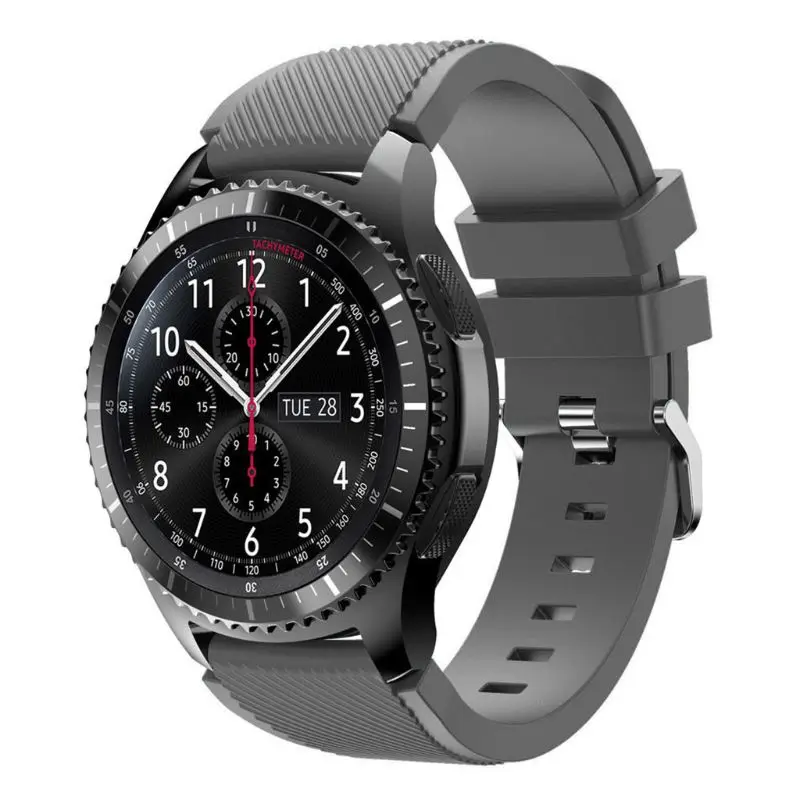 Силиконов ремък е Съвместим с Samsung Gear S3/Galaxy Watch 46 мм каишка за подмяна на гривната Водоустойчив колан, който предпазва от изпотяване