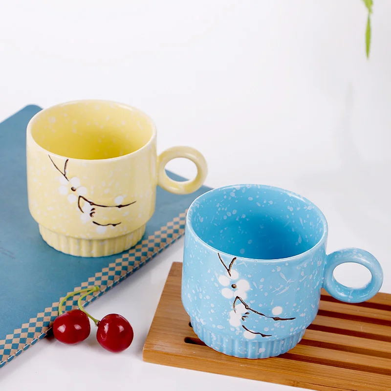 Творчески чаши с ръчно рисувани под формата на снежинки, офис чаши за кафе, битови цветни чаши чай, INS, колекция от керамични чаши с чаша