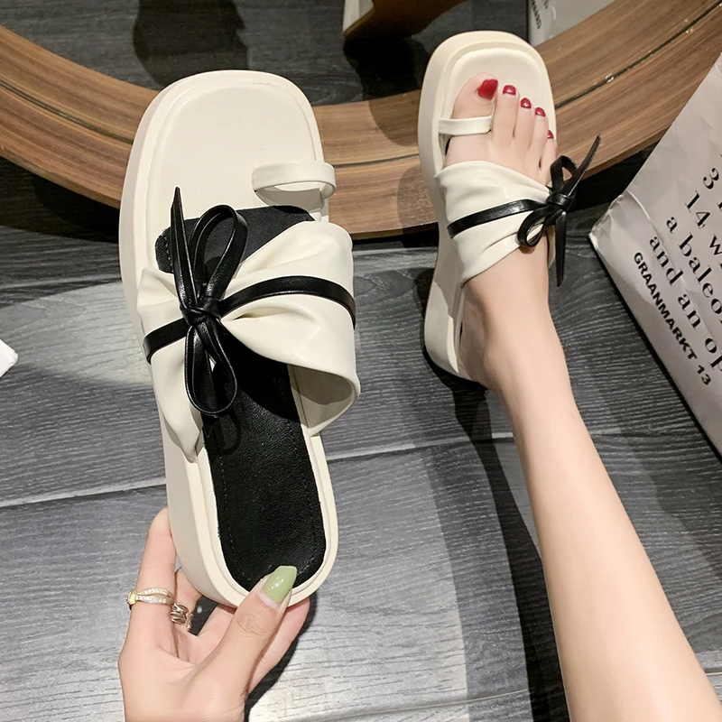 2023 г., сандали-чехли от изкуствена кожа, дамски летни нови чехли за жени, дамски сандали с отворени пръсти, бели чехли