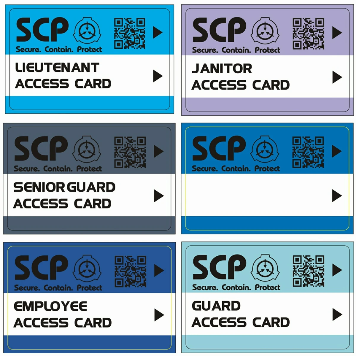 един комплект от 6 теми SCP GUARD, scp secret foundation, карти-ключове, специален лого, cosplay, карта за достъп scp-19