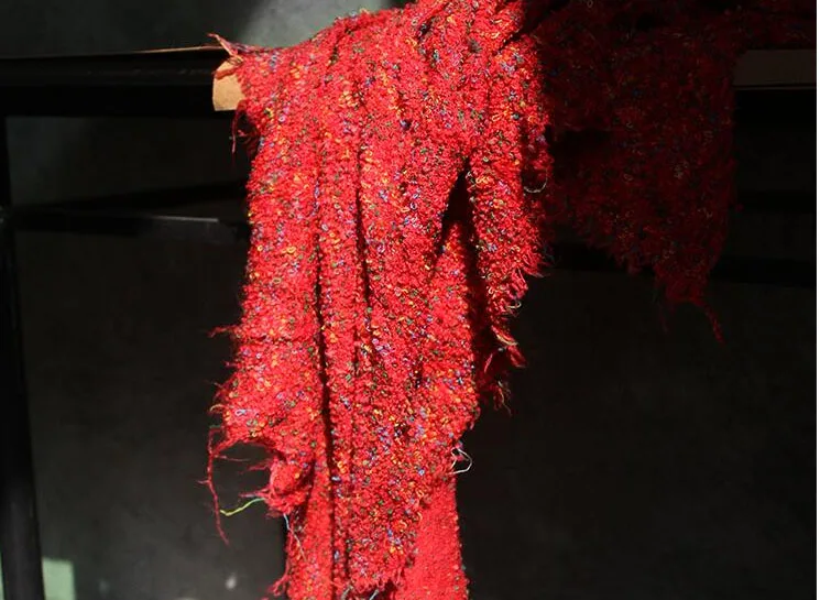 Черешово червено вълнена есенно-зимния вълна палто от дизайнерски тъкани