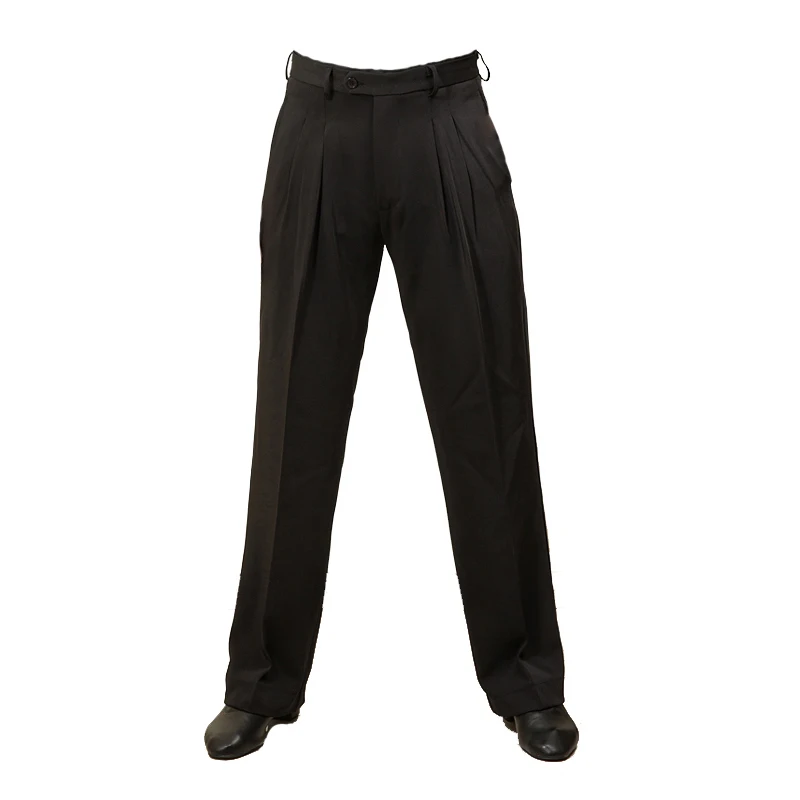 Черни панталони за латино танци за мъже, дрехи за практикуване на бални танци, валс, танго, салса, танцов костюм, Панталон за състезания DNV17983