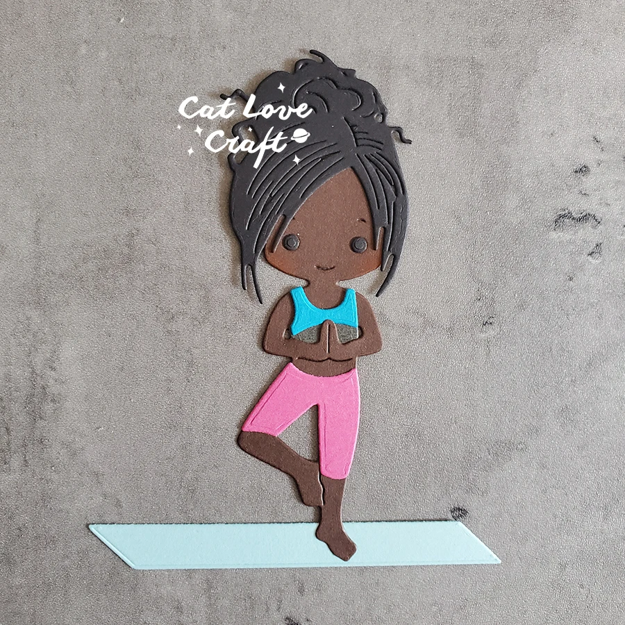 Catlove Sport Yoga Момиче метални щанци за рязане, форма за scrapbooking, шаблони, щанцоване, Производство на картички, преге, нови печати за 2021