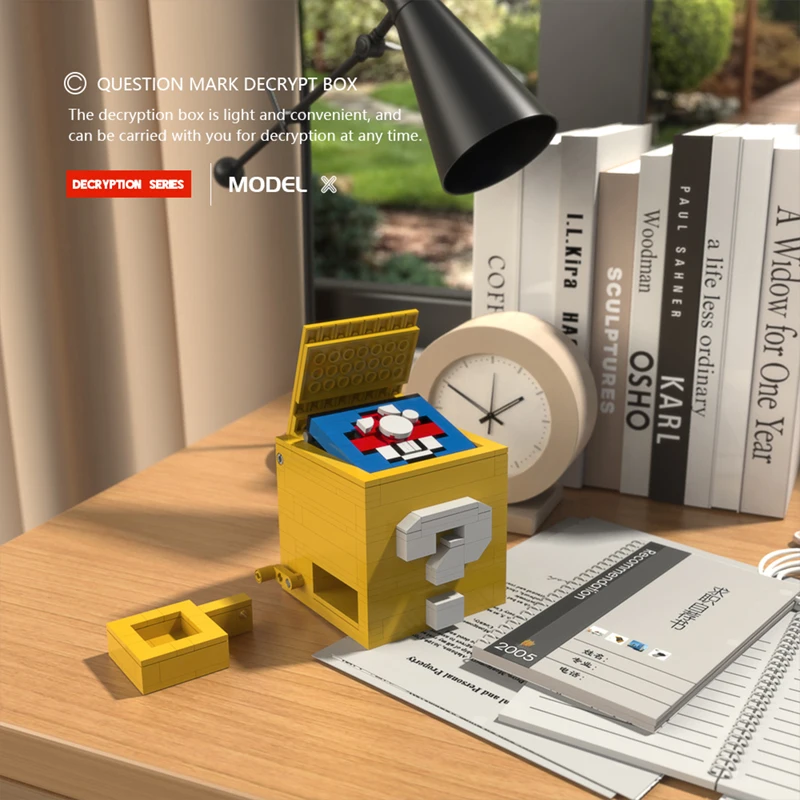 MOC Творчески Въпросителен знак Кутия за декриптиране Набор от градивни Блокове Кутия-пъзел Калъф Съберат тухлена модел Детски Играчки-закачки Подаръци