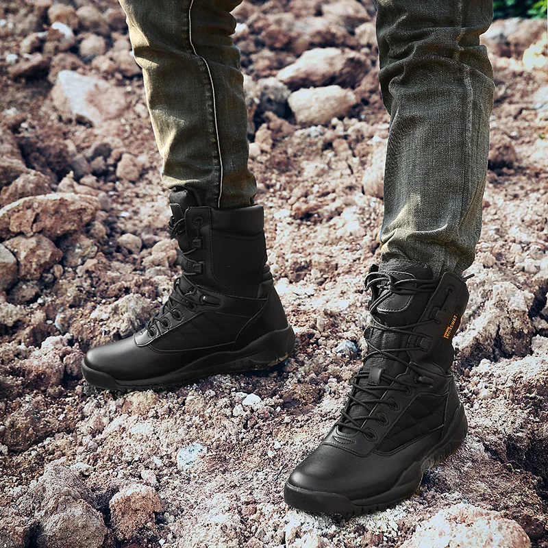 Гореща разпродажба 2023 г., мъжки обувки в стил милитари, черни тактически обувки за мъже, dr. обувки с добро качество, мъжки нескользящая военни обувки