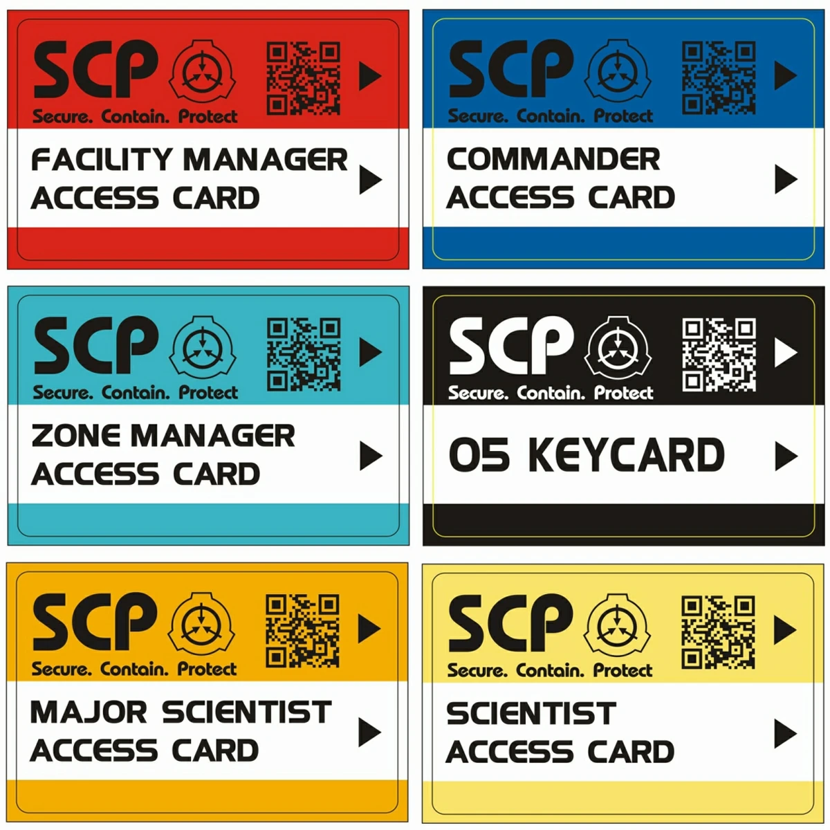 един комплект от 6 теми SCP GUARD, scp secret foundation, карти-ключове, специален лого, cosplay, карта за достъп scp-19