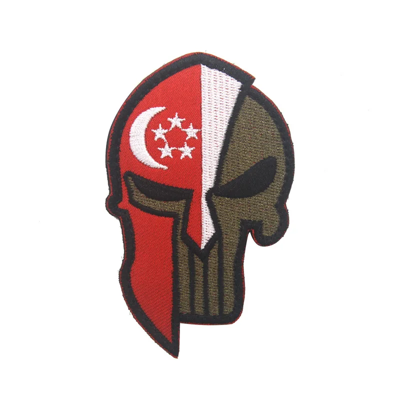 Нашивка с флага на Сингапур, вырезанная лазер, Светоотражающая превръзка на ръката и с една кука и линия, Тактическа раница, жилетка, Значка на духа, бродирани ленти за дрехи