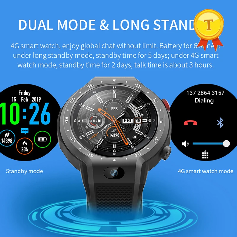 нов прием на Android-система 1 gb 16 GB смарт часовник с Google Maps WiFi hotspot IP67 водоустойчив GPS, 5-мегапикселова камера, 4G Smartwatch