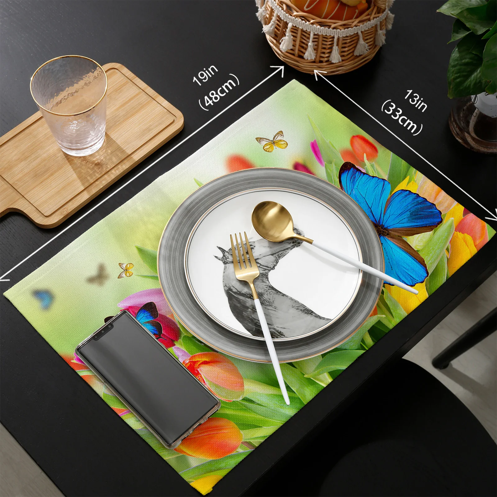 Подложка за маса с цветен модел във формата на пеперуда, зелен Лист, Сватби, празненства парти, Маса за Хранене, прибори за хранене, Кухненски Принадлежности, Кърпа за маса