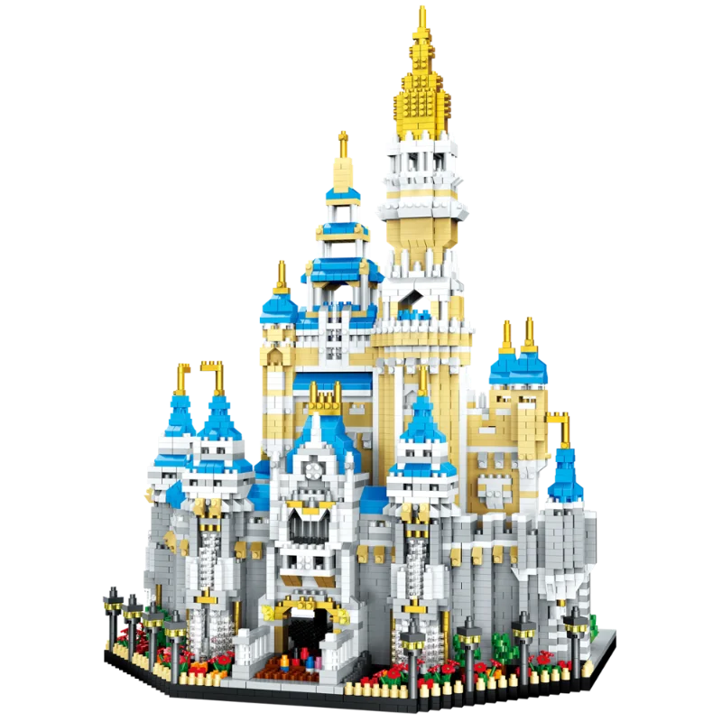 Световна архитектура, увеселителен Парк, Град, Голям Замък на Мечтите, 3D САМ, мини-диамантени блокове, тухли, Строителни играчки, Комплекти за деца
