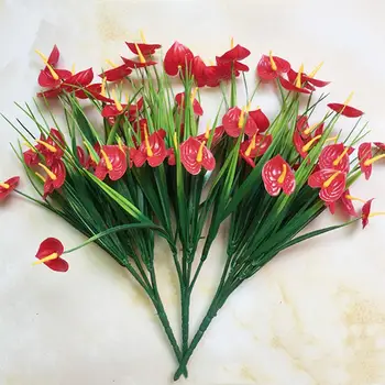 1 Букет от Изкуствени цветя антуриума, изкуствено растение, декор за сватбени партита, изкуствени цветя, украса за дома, декорация за градината на хотел