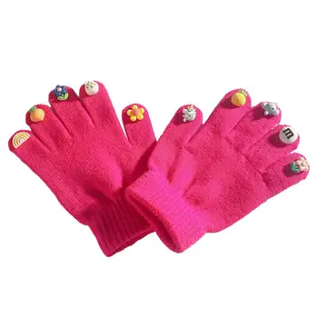 1 Чифт практични еластични топли детски ръкавици, пазещи топлината, за момичета и момчета, за спорт на открито, възли топли ръкавици