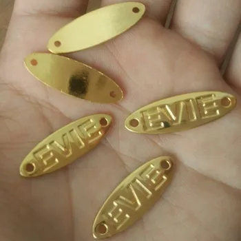 1000 бр./лот, изработени по поръчка овални метални етикета на златния с сплав, декоративни тагове за ръчно шиене 3 см * 1 см