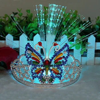 10шт Светлина Пеперуда, Crown, Оптичен Превръзки С Кристали Led Светеща Лента За Коса Glow Party Сватба на Хелоуин навидад