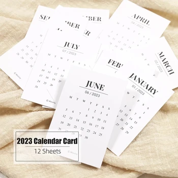 12 Листа / Комплект Календарни картички на 2023 година в стил INS, Месечен график, Бележник за водене на записки, Планер за правене на списание 
