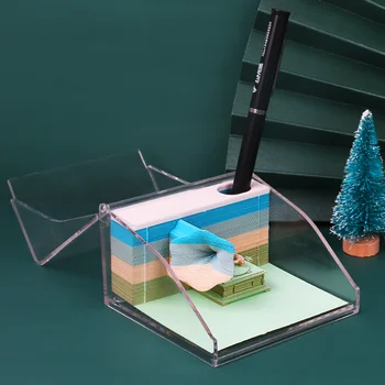 155 листа 3D Бележник Кубчета Creative Модел Мини-Фонограф Sticky Note Cube Притежателя Декор Сам Вечерни Украса Подаръци За Рожден Ден